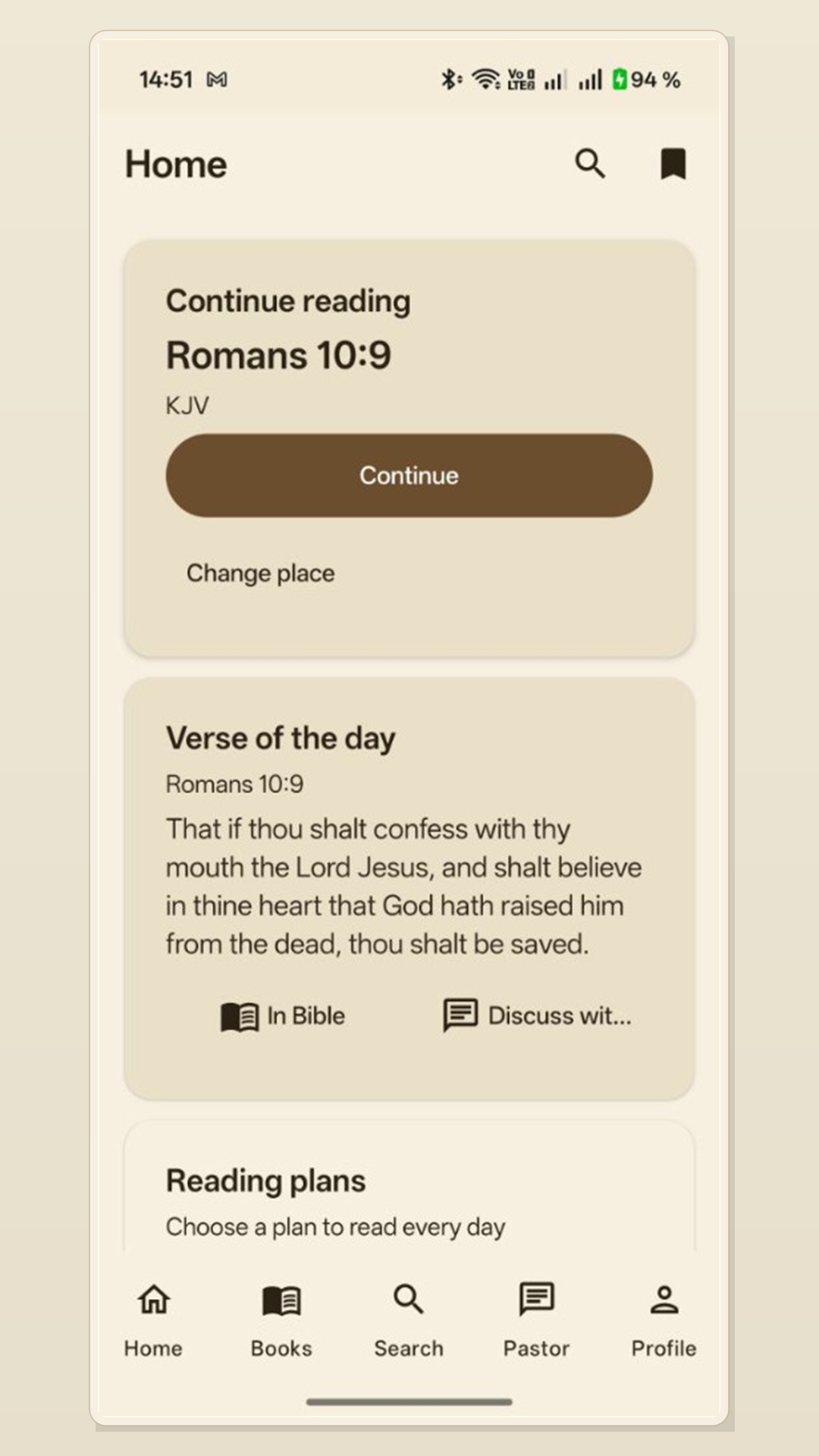 Bible with Pastor home screen